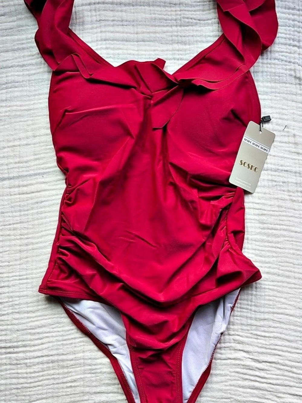 Ruffle One-Piece Swimsuit in Red Size 6 NWT
